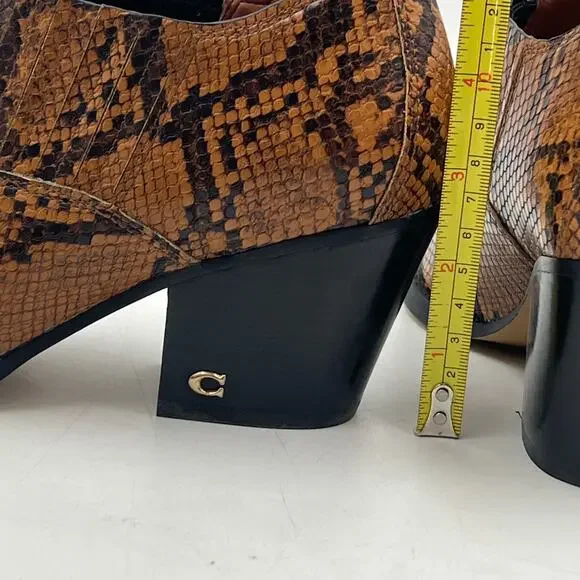 Coach Perri Snake Print Ankle Bootie Carmel Leather Westerncore - Picture 7 of 12